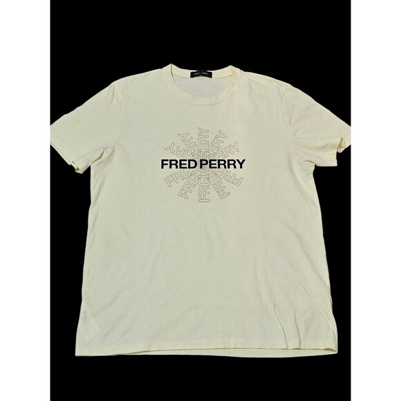 Fred Perry Maxi Logo Tshirt Mens Large L Wax Yellow Tee Crewneck - Picture 7 of 16